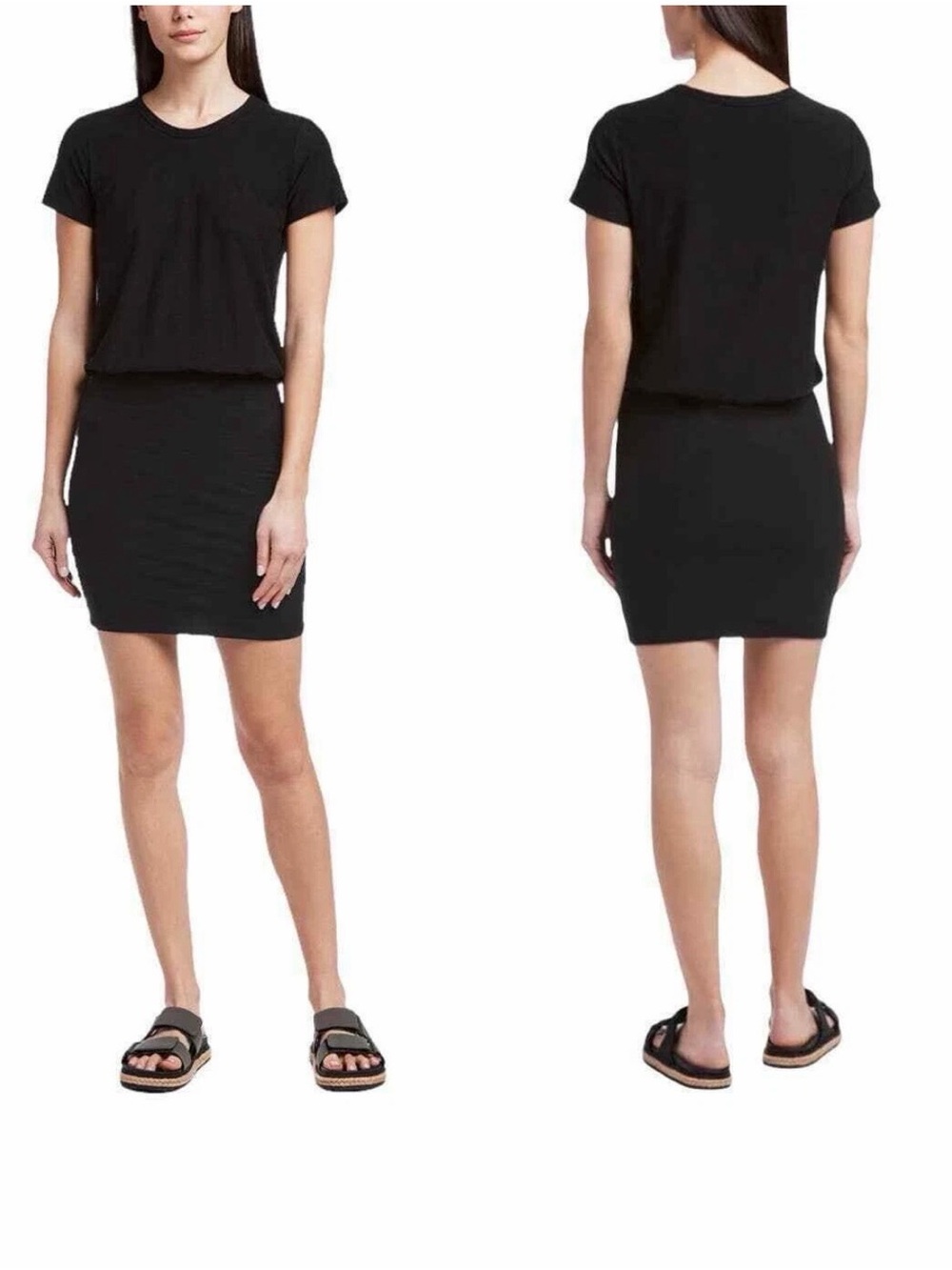 James Perse Stretch Jersey Blouson T-Shirt Dress Black Size 2 Scoop Neck, size 3